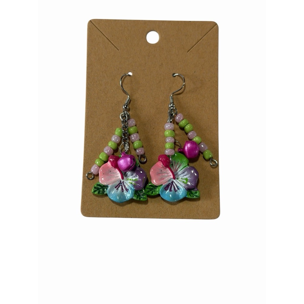NEW Novelty Fashion EARRINGS beaded dangle hook floral flower
